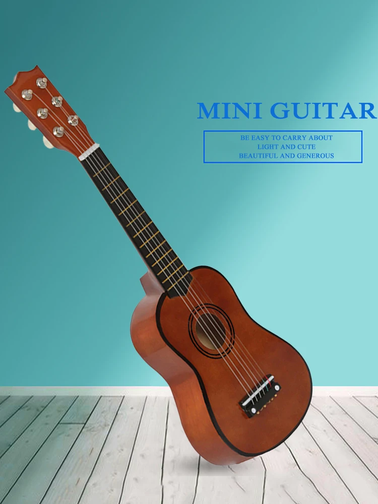 21 Inch Acoustic Guitar Ukulele for Beginners 6 Strings Basswood Guitar with Picks for Children Kids Beginners