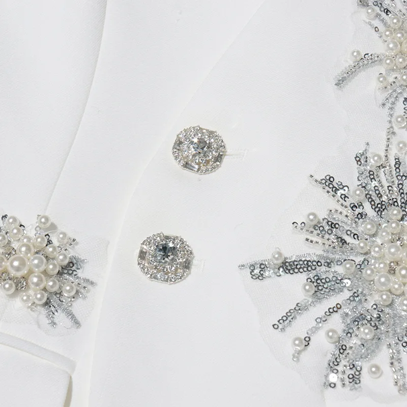 HKSH Primavera Autunno Nuove donne Blazer scollo a V monopetto asimmetrico in rilievo con paillettes tendenza elegante giacca cappotto di fascia alta HK16436