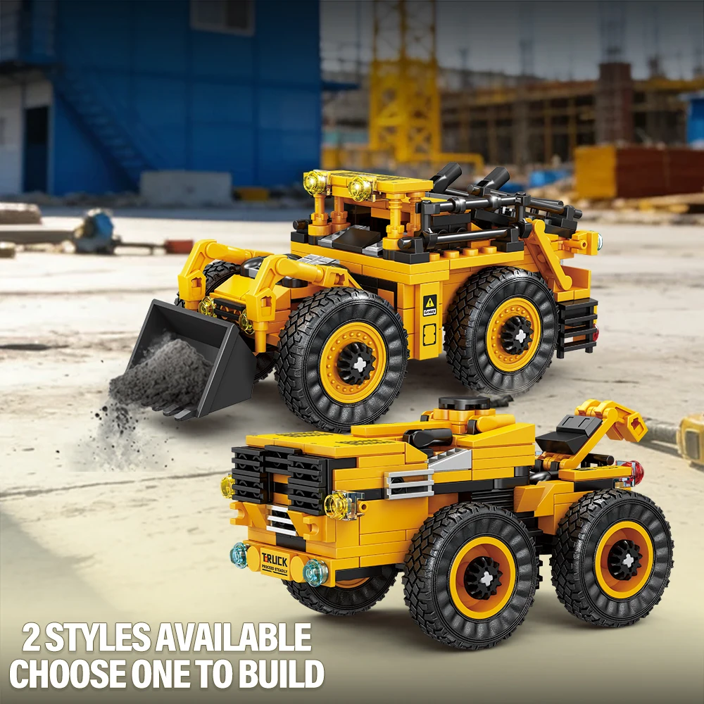 City Technical MOC Wheel Loader Car Heavy Mining Truck Crane Building Blocks DIY Engineering Excavator Bricks Toy Set for Gift