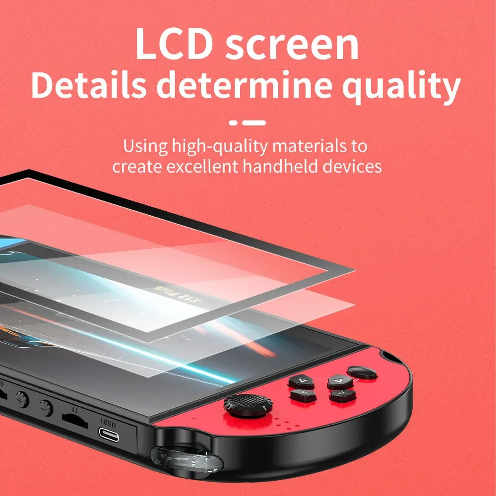 7.0 بوصة X12PLUS 32GB وحدة تحكم ألعاب محمولة باليد ل GB FC MD 5000 ألعاب ريترو دعم التلفزيون خارج الموسيقى الكتاب الاليكتروني مشغل فيديو