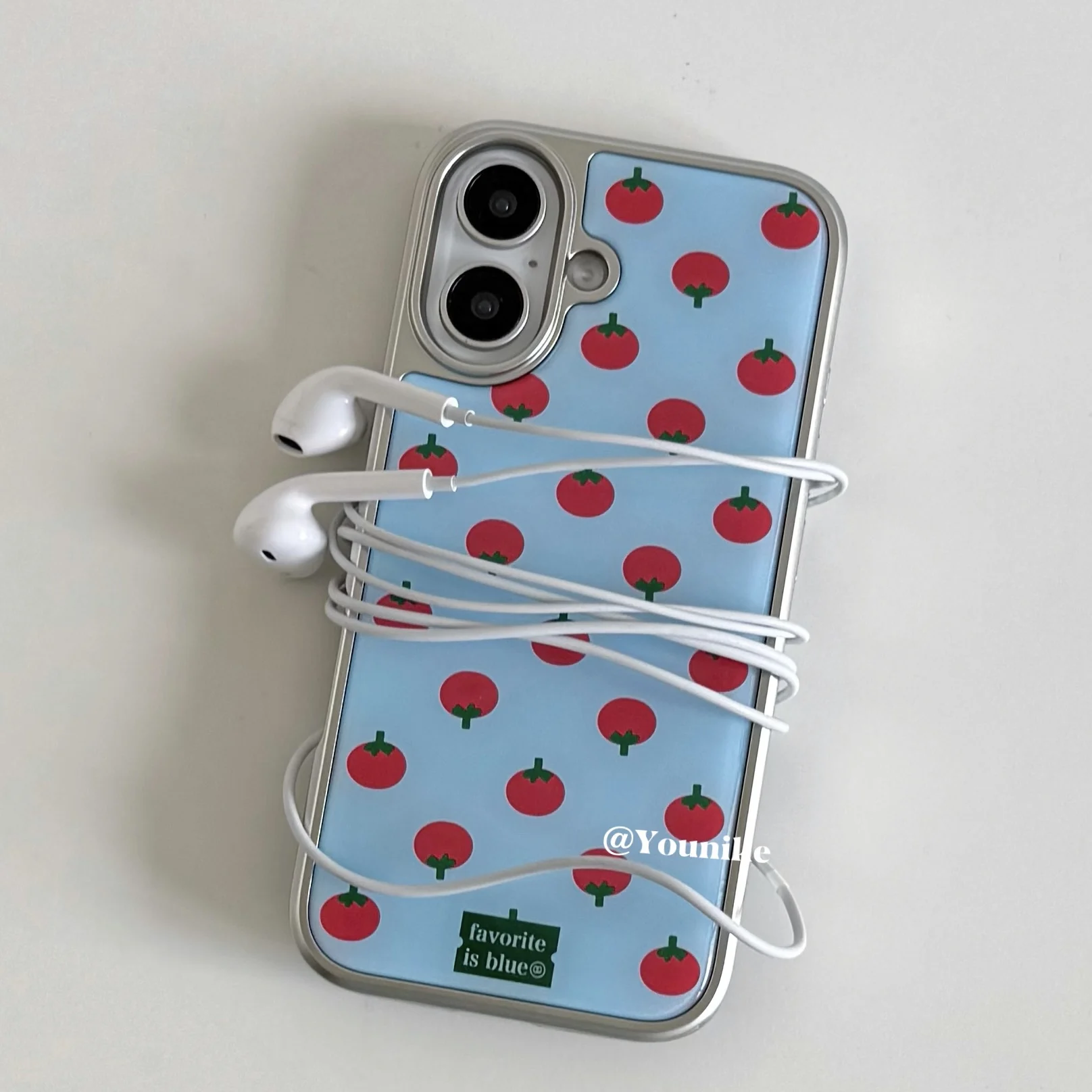 Ins Korean Full Screen Totatoes Summer Blue Phone Case For iPhone 17 16 15 14 13 12 11 Pro MAX 16E XS MAX 7 8 14 Plus Y2K Cover