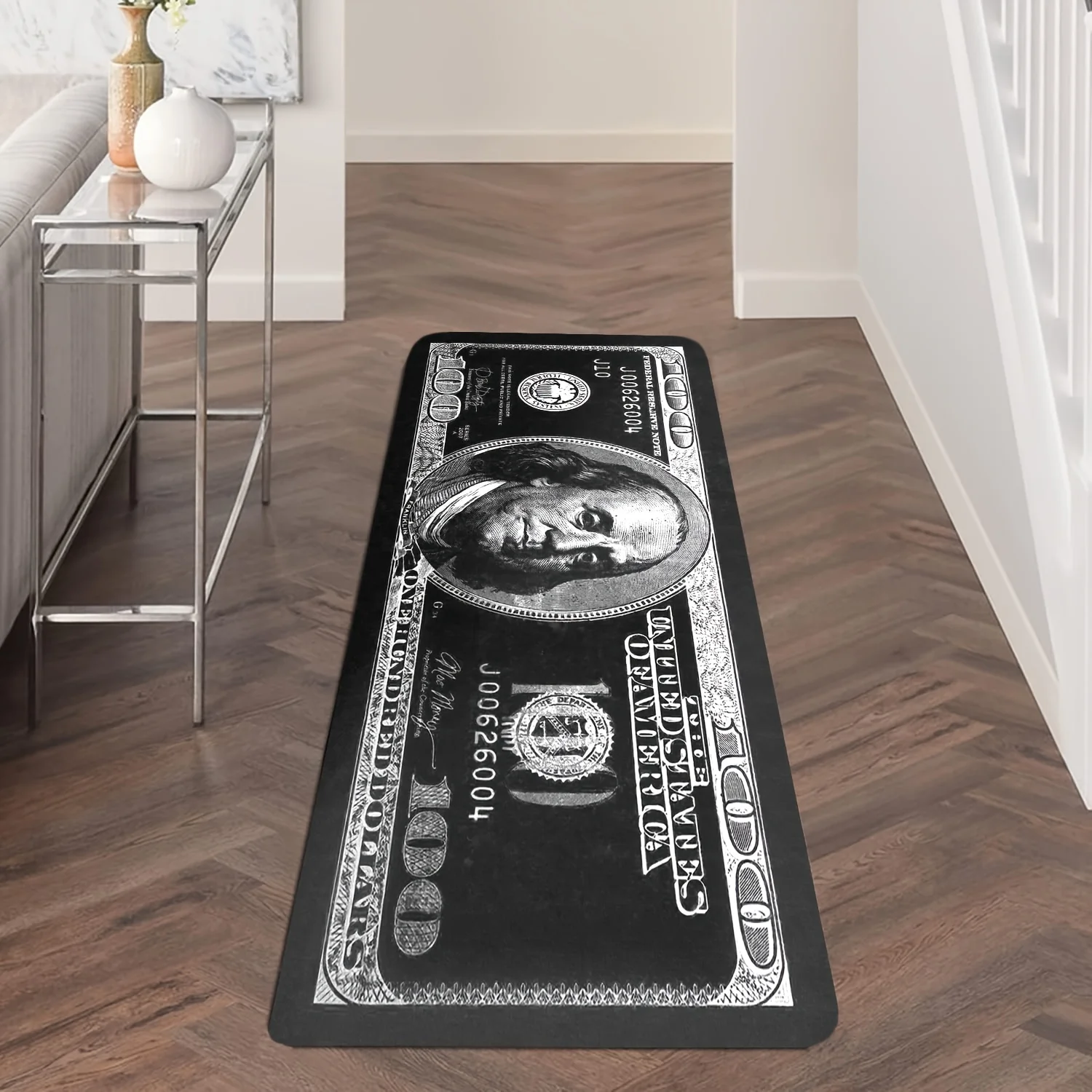 VIKAMA Karpet Ruang Tamu Flanel Karpet Ruang Tamu Gambar Uang Kertas Karpet Kamar Tidur Ruang Permainan Dekorasi Rumah