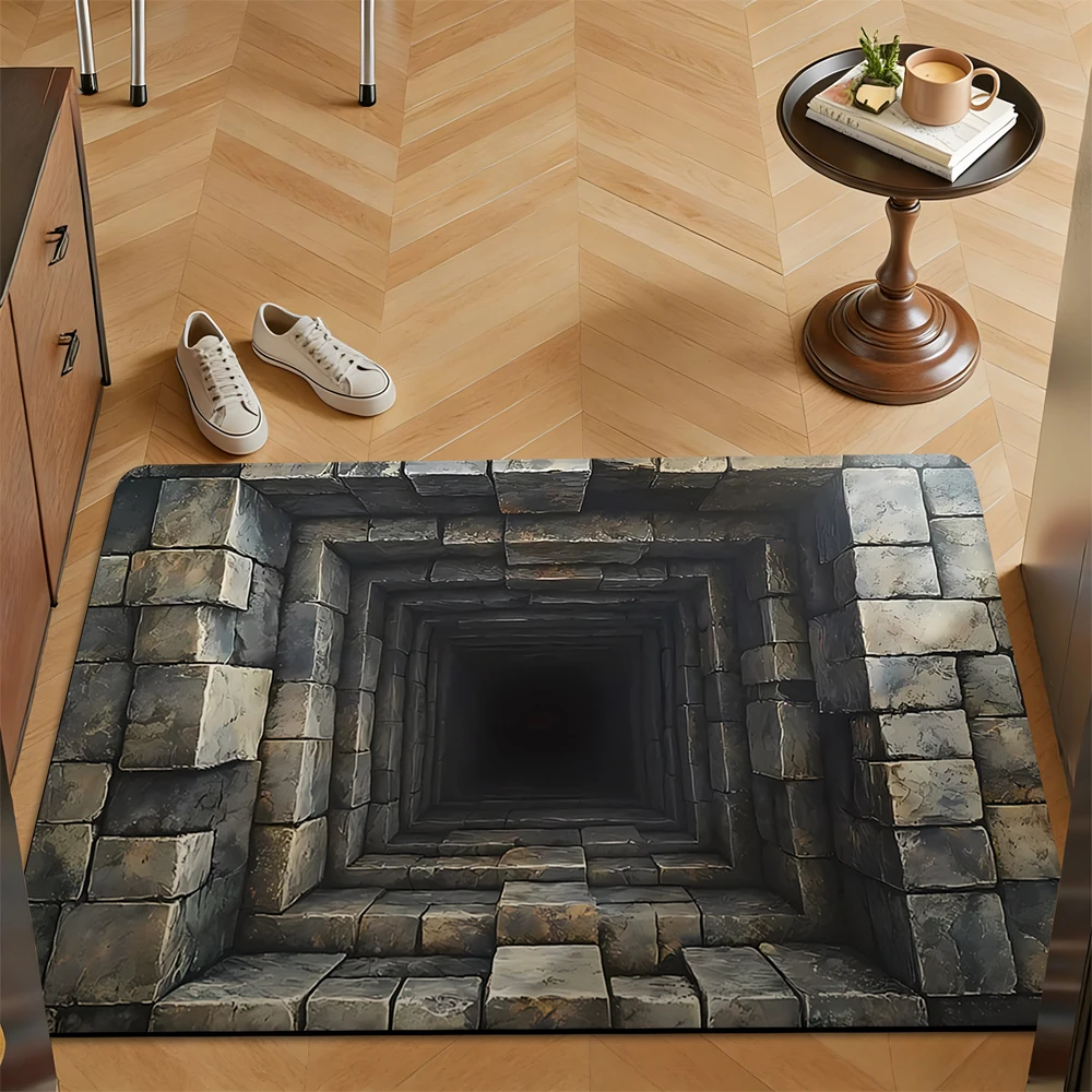 Front Door Mat 3D Optical Illusion Rug Welcome Mat Entrance Vortex Illusion Floor Mat Bottomless Hole Area Rug