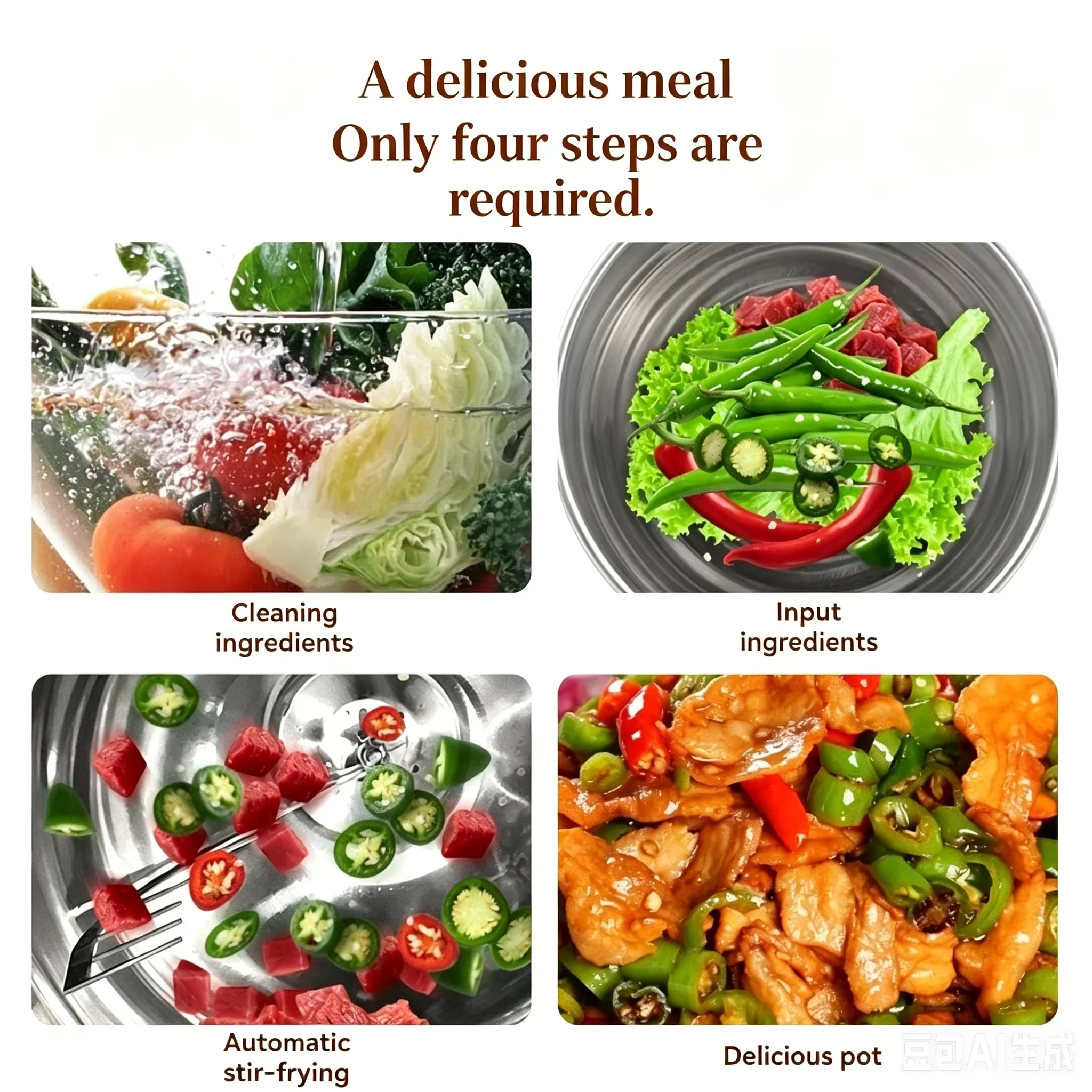 Stir fryer, home outdoor barbecue, stainless steel kitchen, large capacity automatic flipping and cooking machine view 5