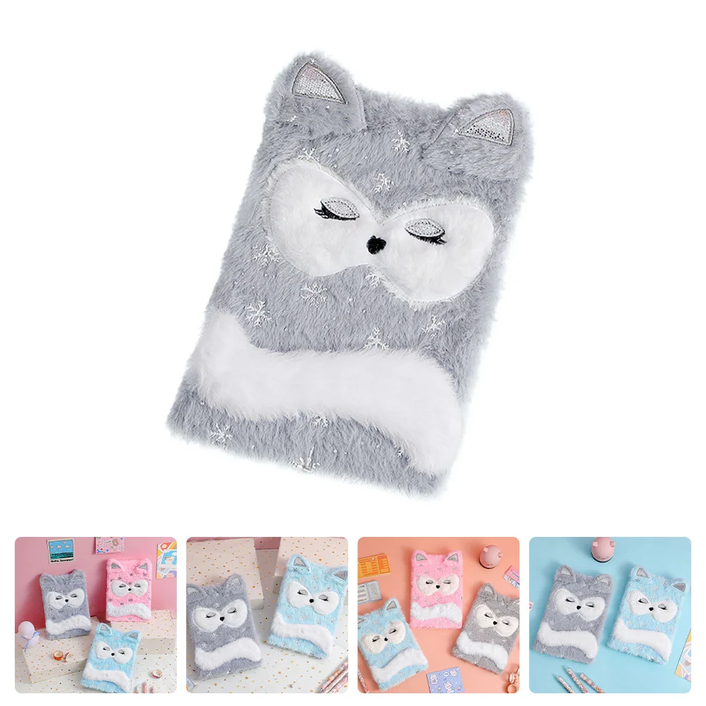 

Snowflake Fox Book Writing Notebook Fluffy Notebooks Children Plush Snow-Fox Paper Cartoon Foxes Girl