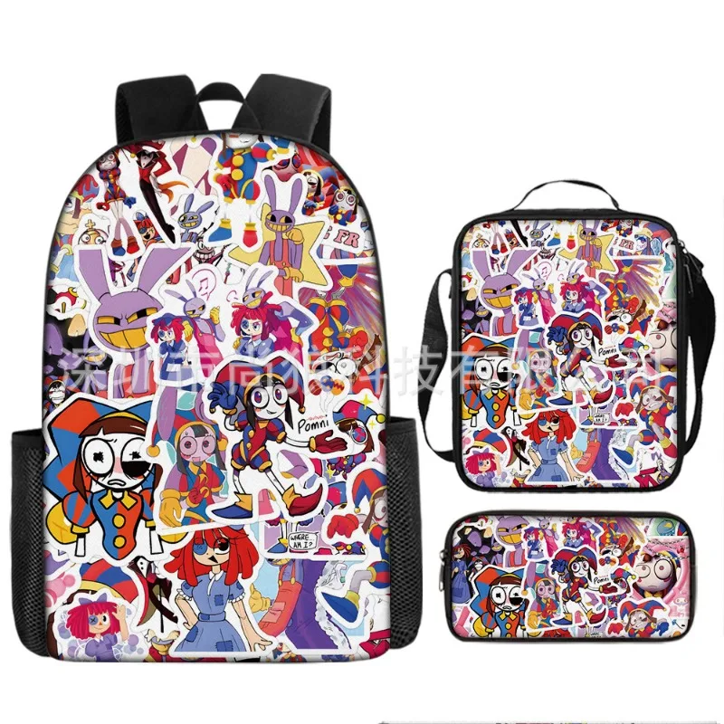 Hot The Amazing Digital Circus Series 3PCS Bag Set Cartoon Character Creativity HD Printing Backpack+Shoulder Bag+Pencil Case view 4