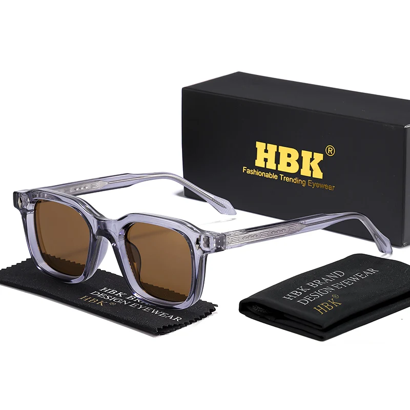 

HBK Minimalist Men's Sunglasses Classic Square Frame UV400 Sun Glasses Punk Temple Tips Design Women's Daily Wear Outdoor