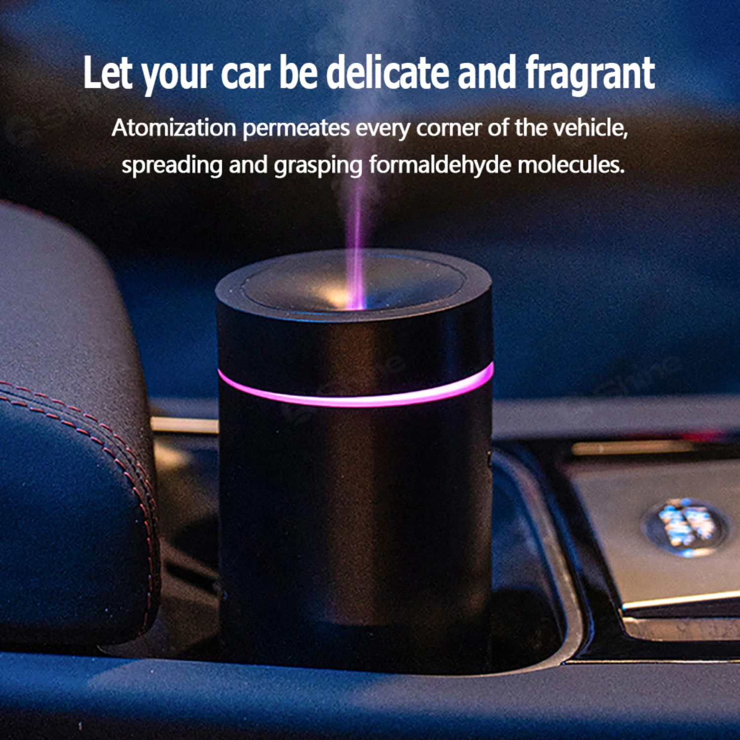 Humidificador de aromaterapia para coche recargable de 2000mAh, máquina difusora de ambientador portátil con solución de Aroma relajante, larga duración