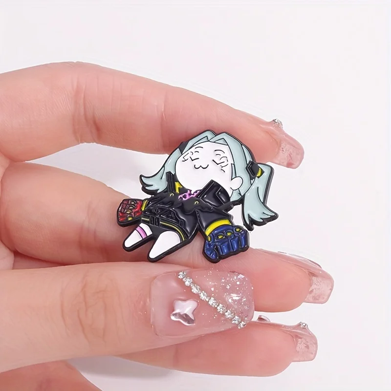 Cyberpunk Edgerunners Rebecca 2077 Cute Pins Enamel – Metal Brooch Anime Badge for Jackets, Bags, Hats, Fashion Accessories