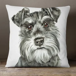 Hand Schilderen Honden Posters Polyester Linnen Kussenhoezen Rood Teckel Schnauzer Herdershond Poedel Hond Sofa Auto Stoel Kussensloop