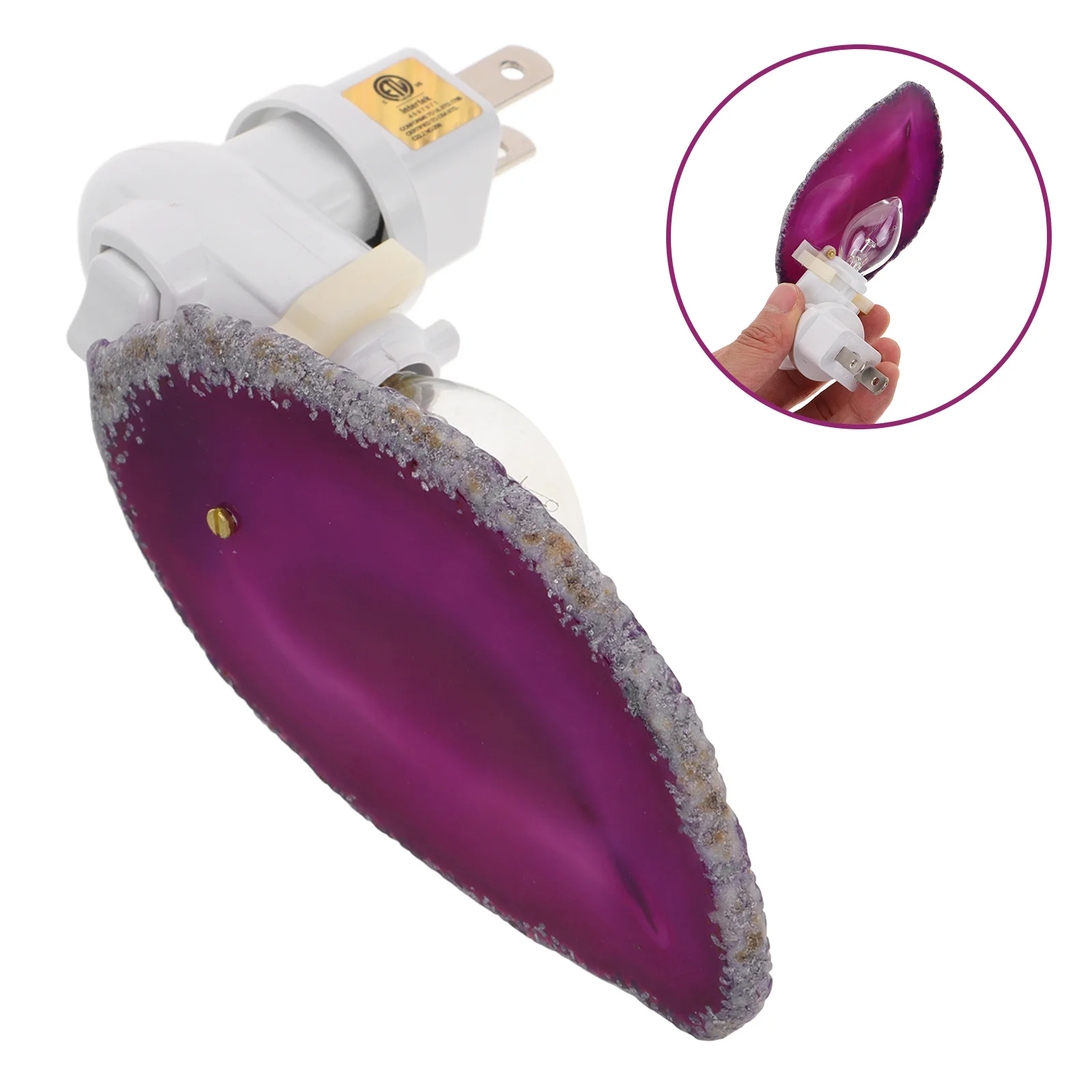 Agate Night Light Decorative Agate Slice Lamp Unique Glowing Lamp Elegant Home Decor Warm Atmosphere Bedside Plug