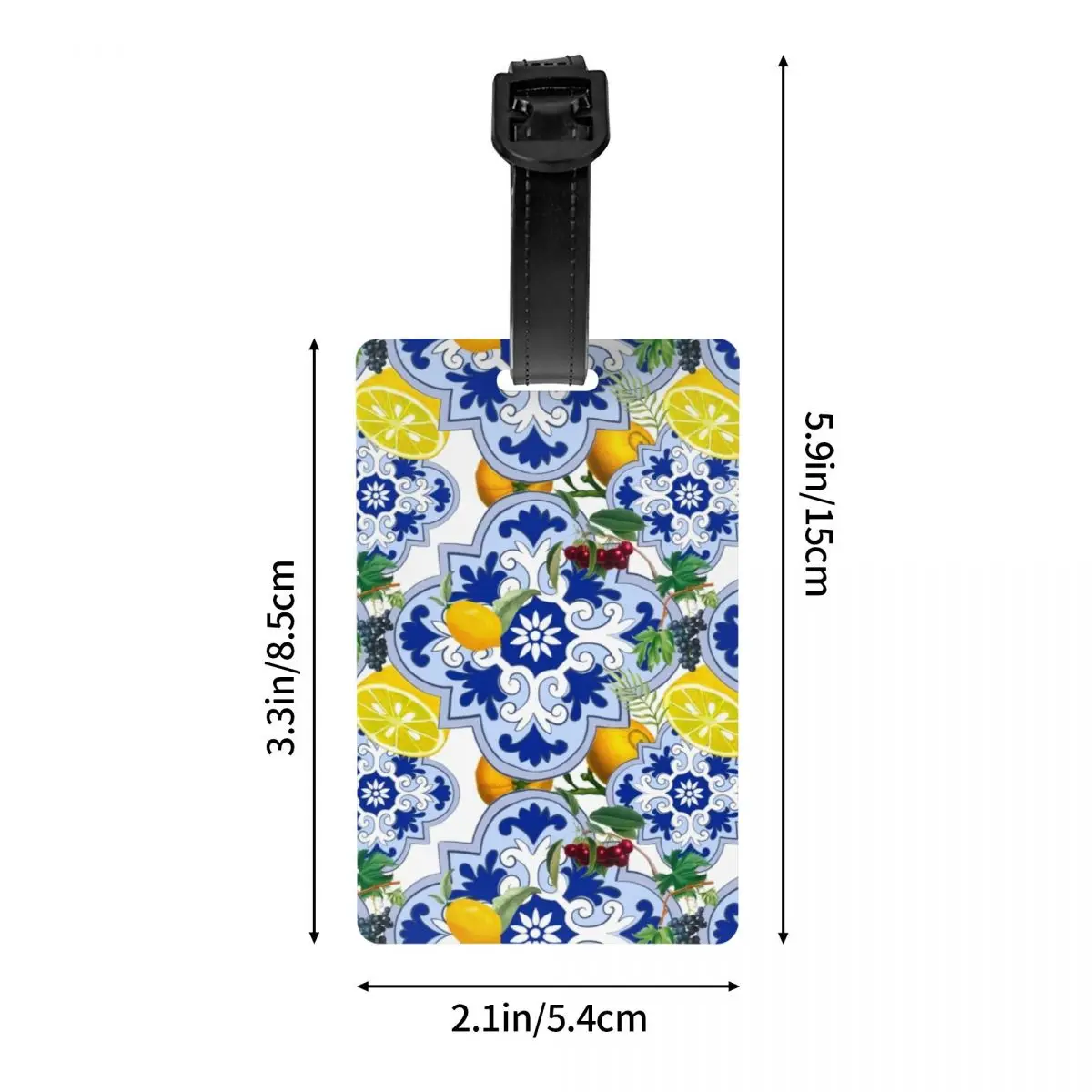 Custom Sicilian Summer Fruit Lemon Citrus Tiles Luggage Tag for Suitcases Privacy Cover ID Label