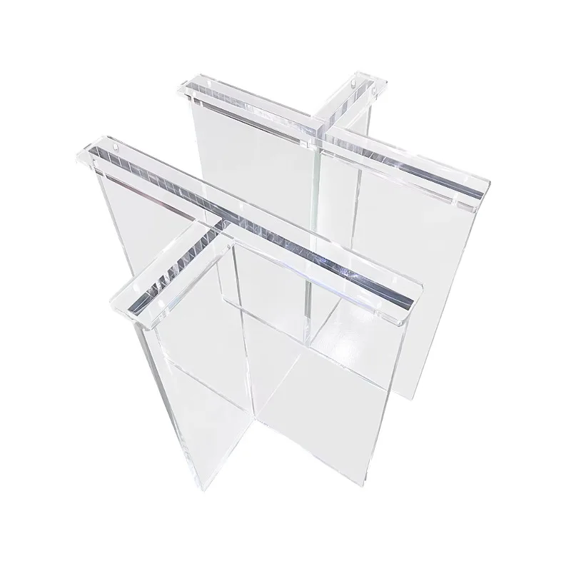 

Acrylic table leg bracket transparent custom made t-shaped support foot coffee table corner suspension bar bracket