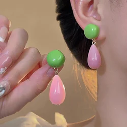 Multi Color Water Drop Earrings Fashionable Girly Plastic Dopamine Earrings for Women Party Gift Accessories Wholesale