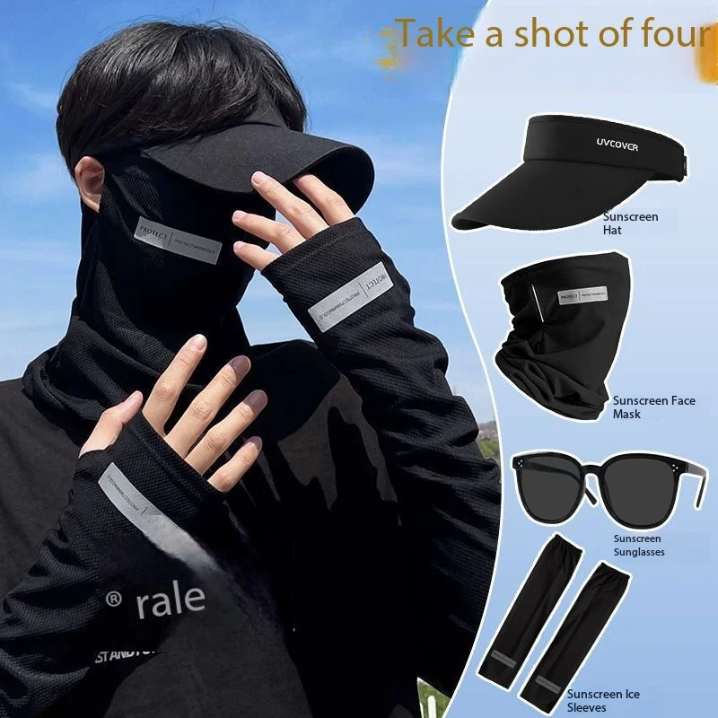 

Men's Summer Sunscreen Mask UV Resistant Scarf Ice Silk Sleeves Thin Breathable Outdoor Cycling Neck Gaiter Dress Accessories