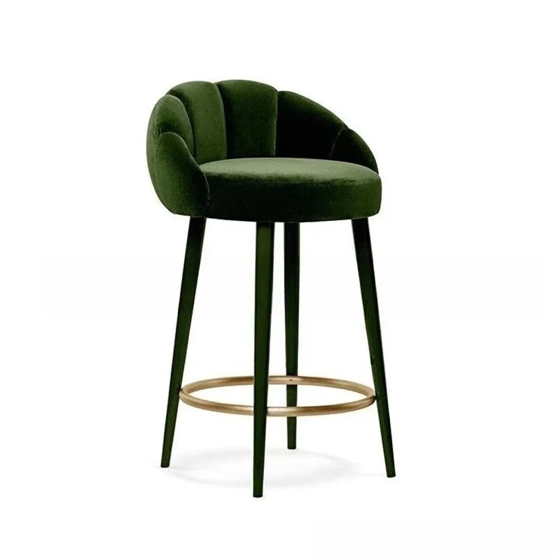 

American retro solid wood bar chair furniture fabric cafe hotel lobby leisure front desk bench chair