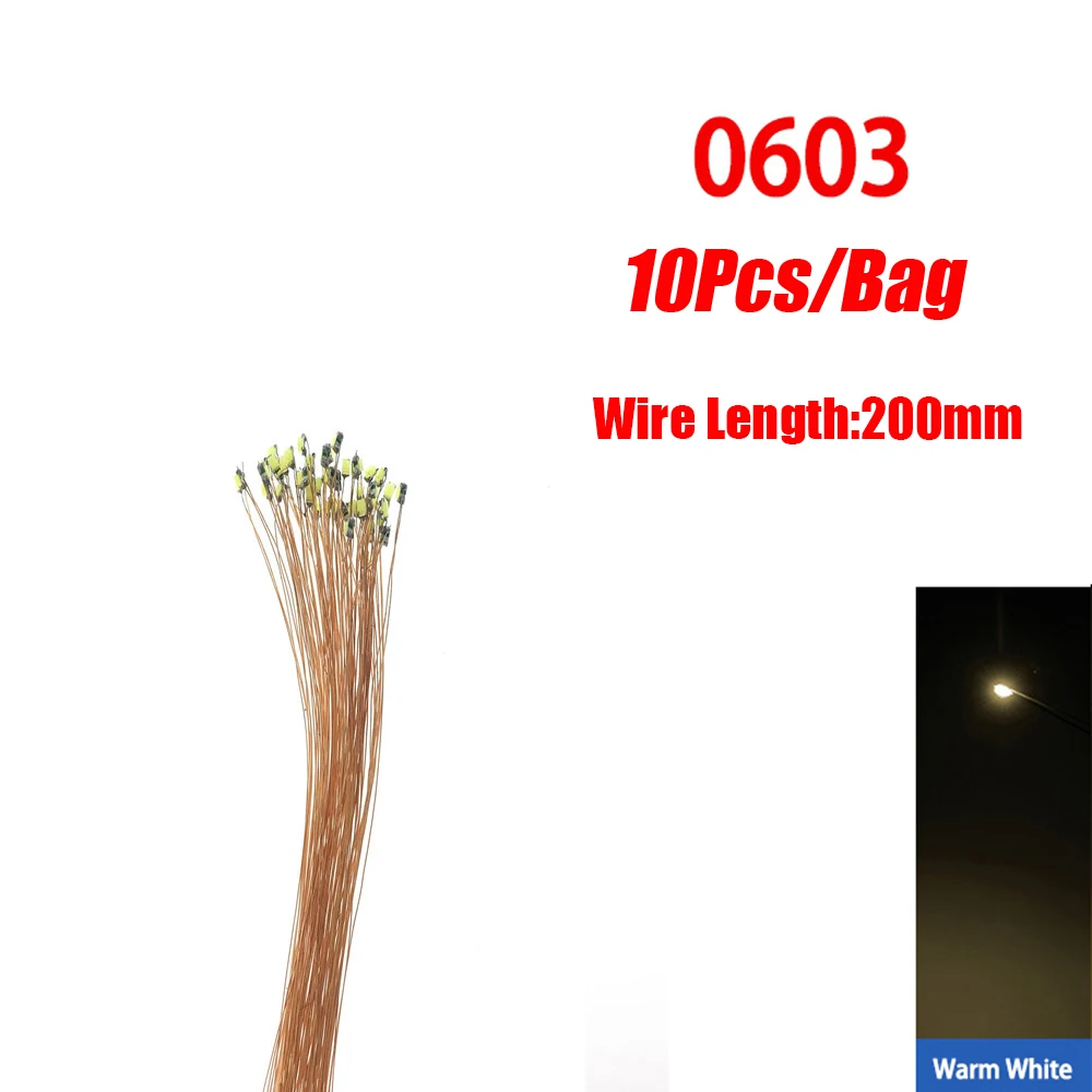 10 teile/los 0402 0603 SMD Lampe Wired Micro Led Vorgelötet Micro Litz Wired Chip 20 cm 3 V Eisenbahn modell Szenen