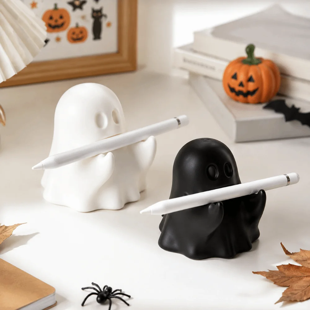 3D Printed Ghost Pen Holder Funny Multi-functional Halloween Pen Rack Cute Decorative Halloween Table Ornament Birthday Gift