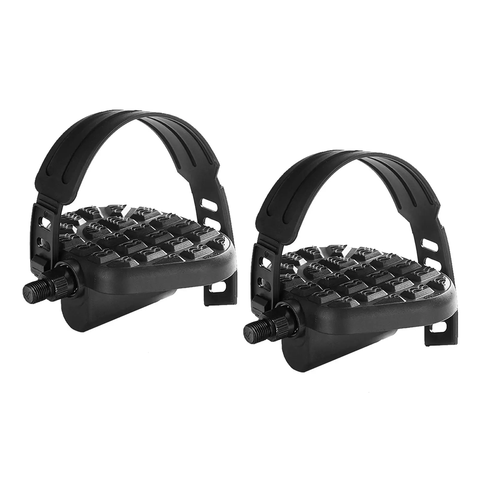 Exercise Bike Pedals with Straps Ultralight Bearing Non Slip Aluminum Alloy 9/16 Inch Flat Platform Cleats for Indoor Cycling