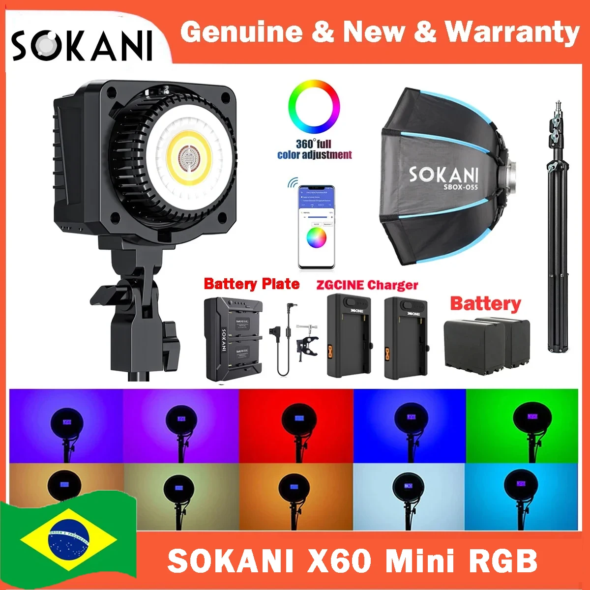 【DO BRASIL】Sokani X60 Mini RGB 60W LED Video Light Bowens Mount for Photography Video Recording Outdoor Shooting APP Control