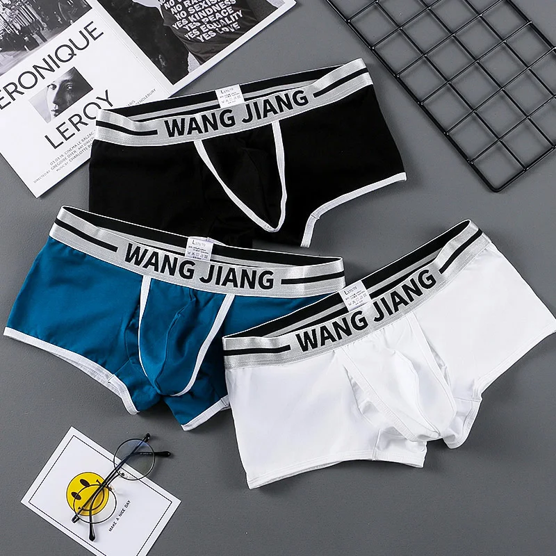 

3pcs/lot Men's panties boxers low rise, sexy gunshots, split panties, summer cool and breathable, boys' boxer shorts