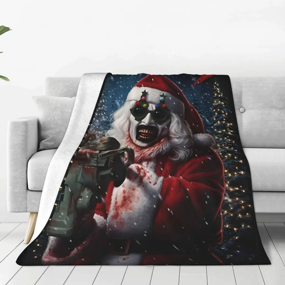 Terrifier 3 Christmas Blanket Horror Movie Fuzzy Vintage Soft Throw Blanket for Home Textile Decor