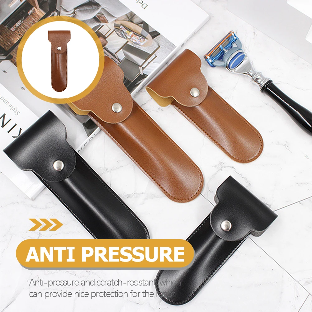 Razor Case Compact Lightweight Travel Shaver Protector PU Material Anti Pressure Scratch Resistant Manual Razor Fit Storage