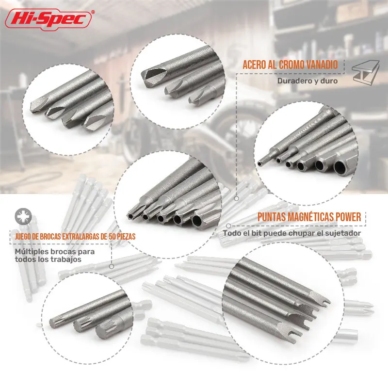 Hi-Spec 50pcs Security Bit Set Screw Driver Bits Hex Head Allen Wrench Drill Bits Set Magnetic Tip Torx Star Hex Hex Socket Bits