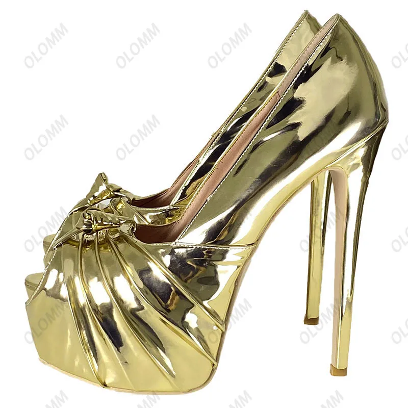 Olomm النساء لامعة مضخات مثير رقيقة عالية الكعب مضخات سحر اللمحة تو رائع الذهب الشمبانيا الفضة أحذية الحفلات النساء الولايات المتحدة حجم 5-20 #4