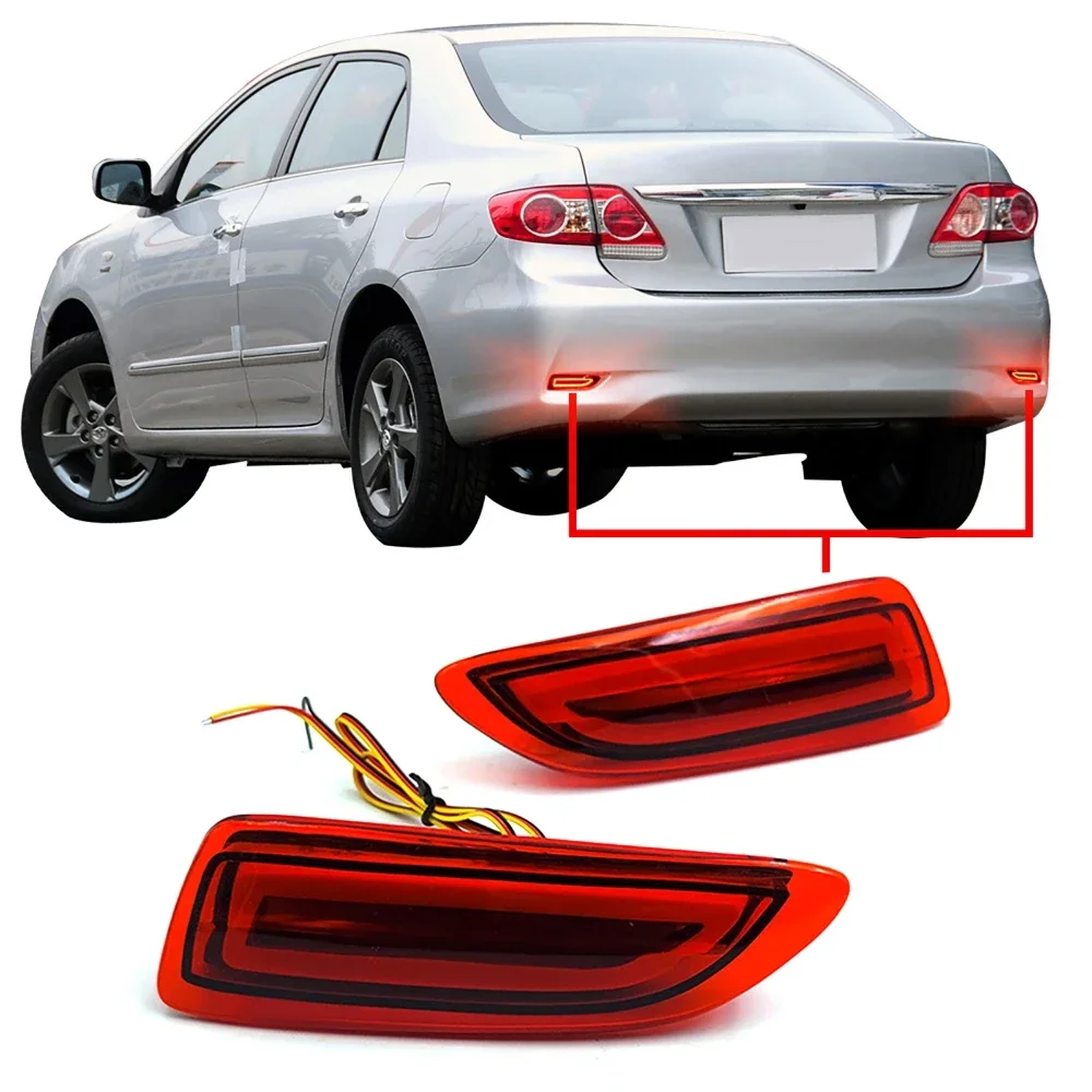 Left & Right Rear Bumper Light Driving Stop Brake Light for Toyota COROLLA 2011-2013 Modified Rear Bumper Reflector Waterproof