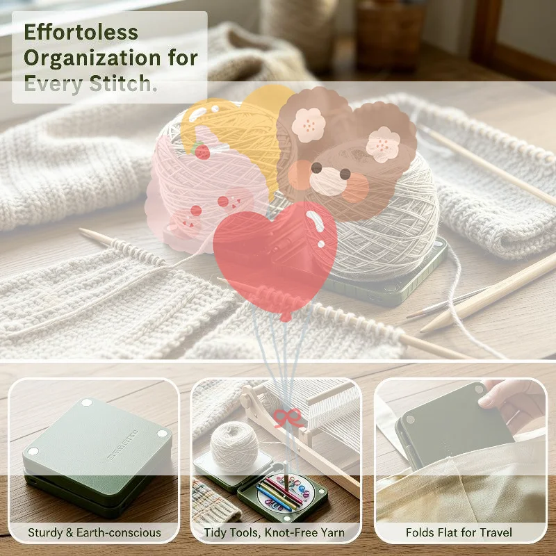 

Portable Yarn Holder Yarn Winder Spinner Foldable Double Yarn Winder Spinner Box Practical Gifts For Knitters Crocheters