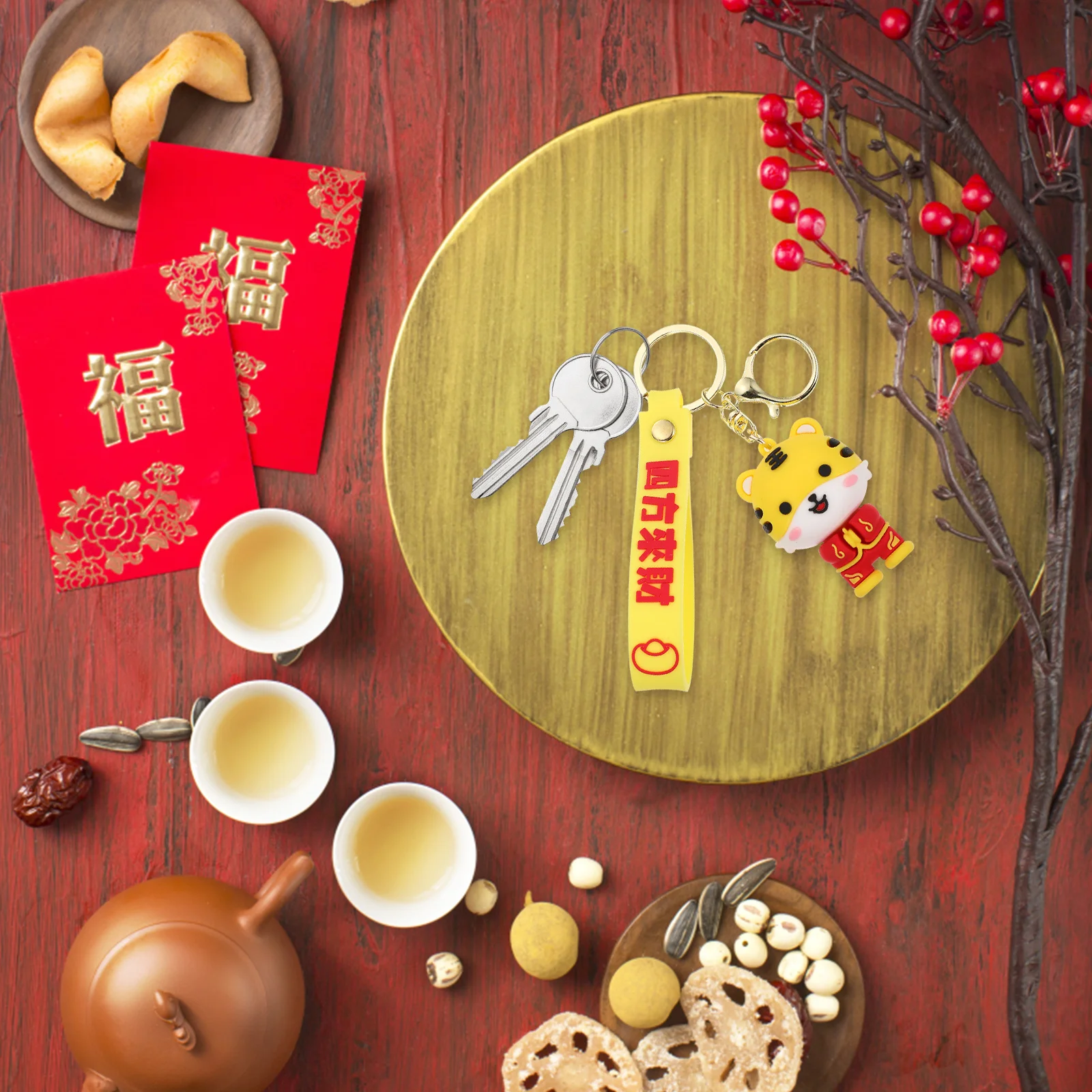 أنيق النمر العام مفتاح سلسلة قلادة معلقة ديكور قسط المواد المفاتيح ملحق للأطفال حقيبة معلقة قلادة #6