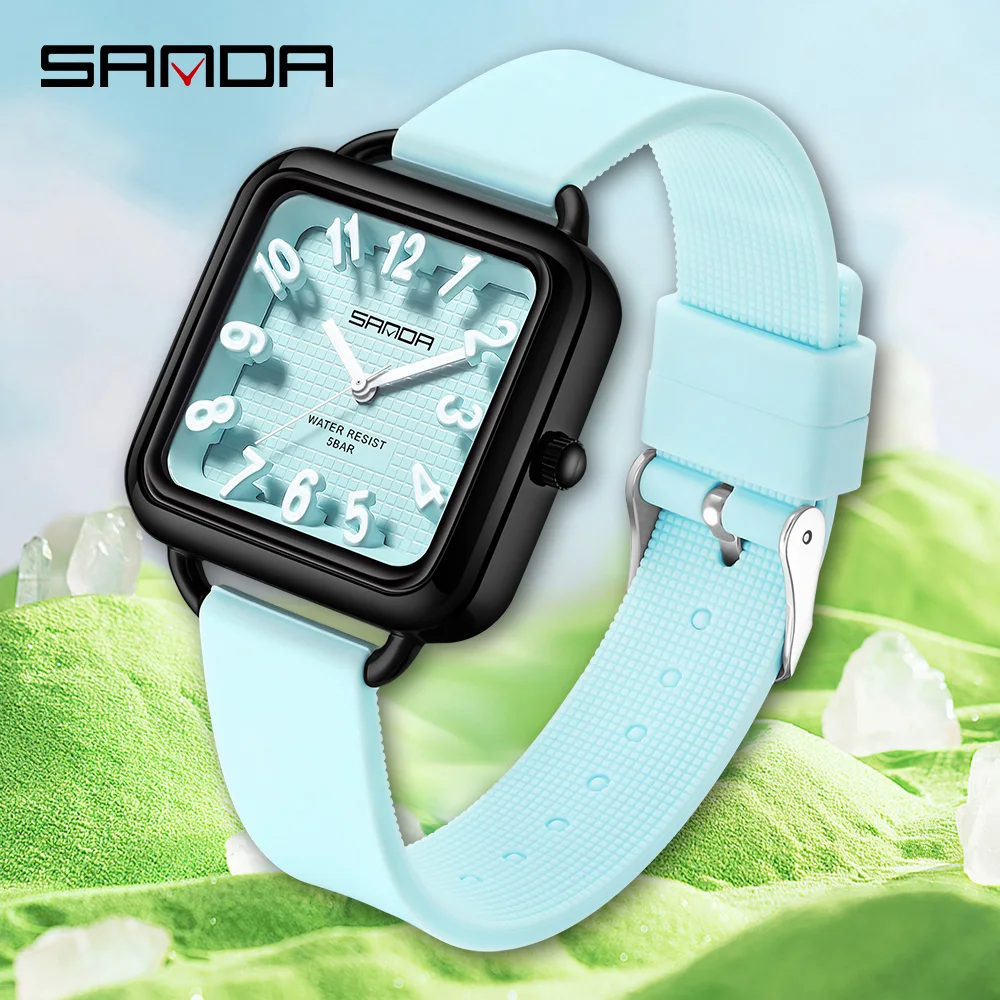 

SANDA 3269 Fashion Quartz Watch Girl And Boy 5ATM Waterproof Rectangle Light Trend Student Young Men's Quartz Watch 2025