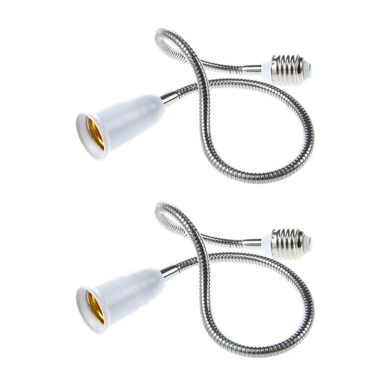 

2X E27 To E27 Light Lamp Bulb Flexible Extension Adaptor Converter (White,60Cm)