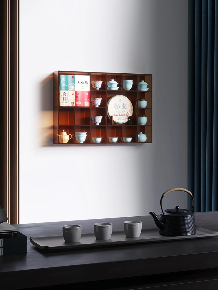 

Teacup rack Acrylic wall-mounted Bogu rack Wall teapot display Simple modern Duobao Pavilion antique rack