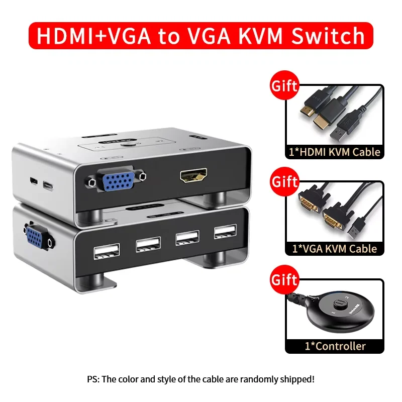 Unnlink HDMI VGA KVM-schakelaar 2x1 3x1, HDMI+VGA naar VGA, 2 HDMI+VGA naar HDMI, 3 HDMI naar HDMI videoswitcher 1080P 60Hz