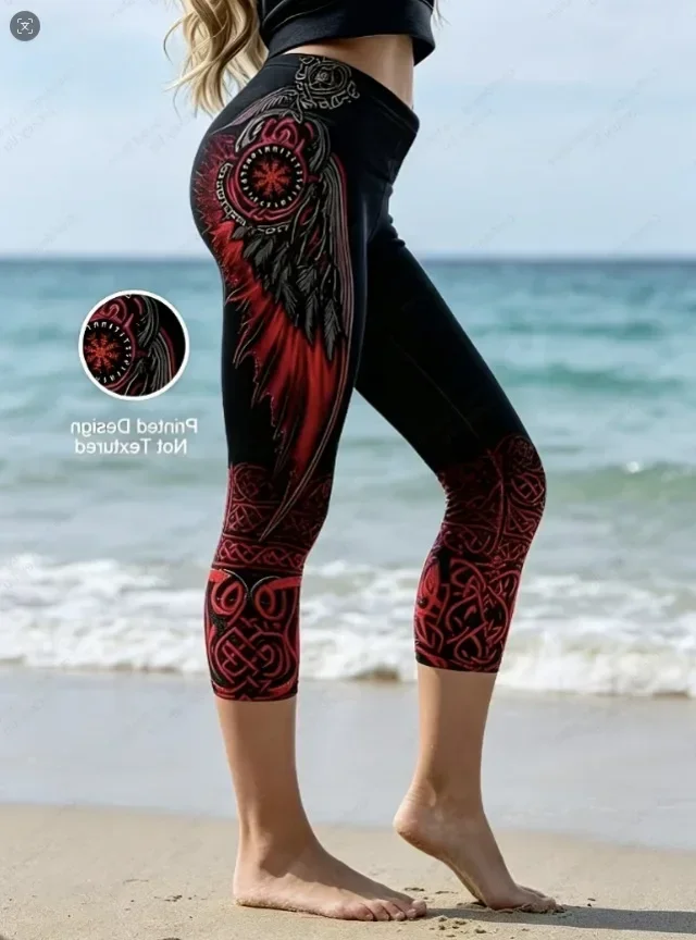 Women Retro Comic Graffiti Letter Print High Waisted Leggings Slimming Skin-Friendly Breathable Soft Flattering Gym  Comfy