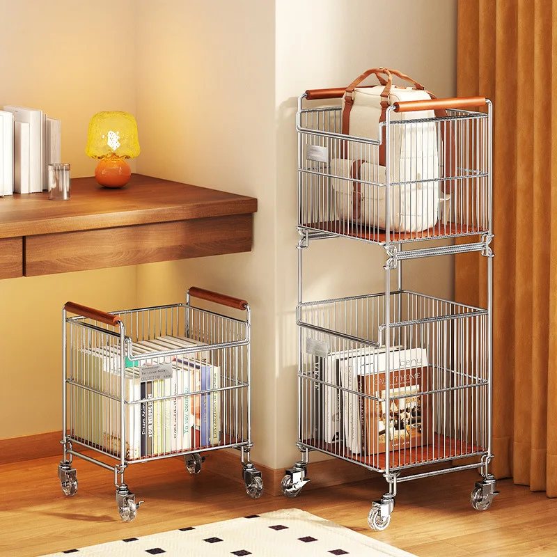 New Schoolbag Shelf Mobile Trolley Under Table Snacks Books Kitchen Learning Children Storage Rack Cabinet Home