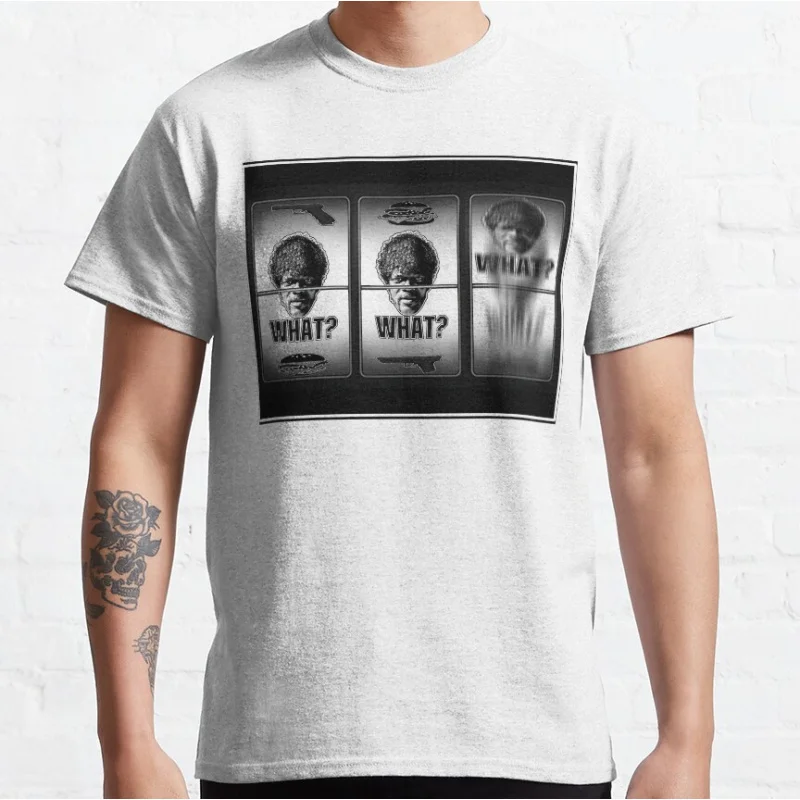 Say WHAT again 80s vintage movie Pulp fiction Short-sleeve crewneck T-shirt for men large size Adult Tops S-6xl