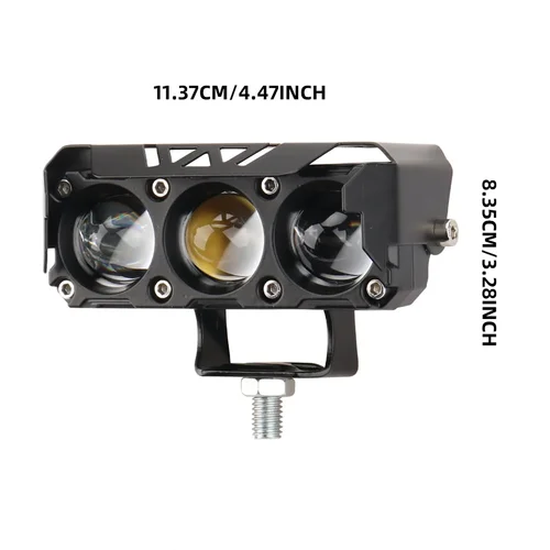 Imagen 2 del producto Faros delanteros de motocicleta con luz superbrillante de 3 lentes, foco de lente led, lámpara antiniebla para motocicleta, luces altas y bajas, luz de trabajo para Scooters
