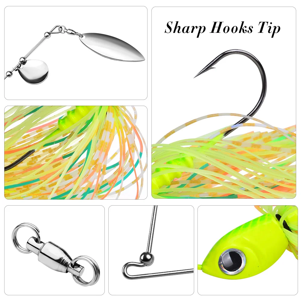 PROBEROS 1/5PCS Spinner Bait - Ideal for Bass, Silicone Rubber Jig Skirt Salmon, Pike, and Trout Fishing view 6