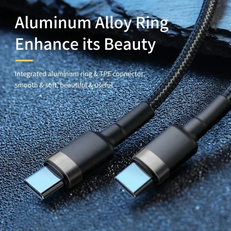 120W Type-C to Type-C 0.25m/1m/1.5m/2m Fast Charging Cable  Phone Accessories Nylon-Braided Cable for iPhone Samsung and Huawei