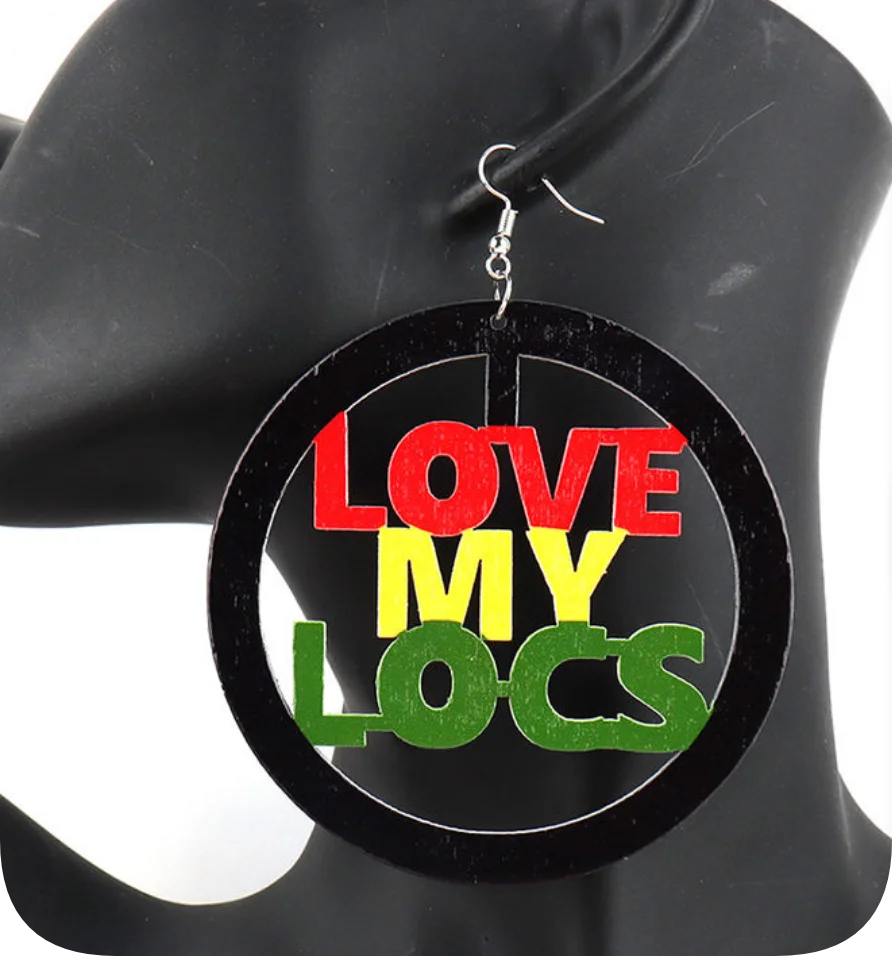 I Love My Locs Wooden Earrings