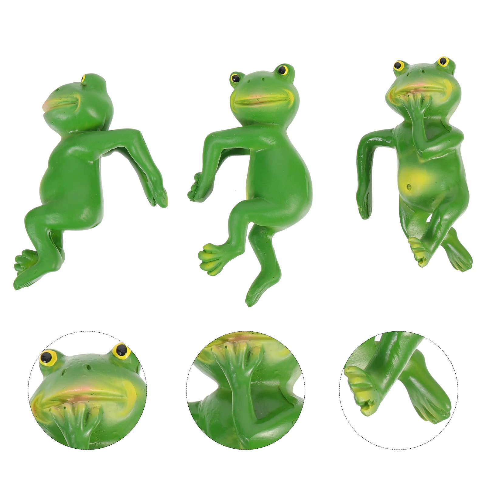 

3pcs Resin Frogs Statues Garden Hanging Planter Pot s Waterproof Durable Outdoor Lightweight Colorful Adorable