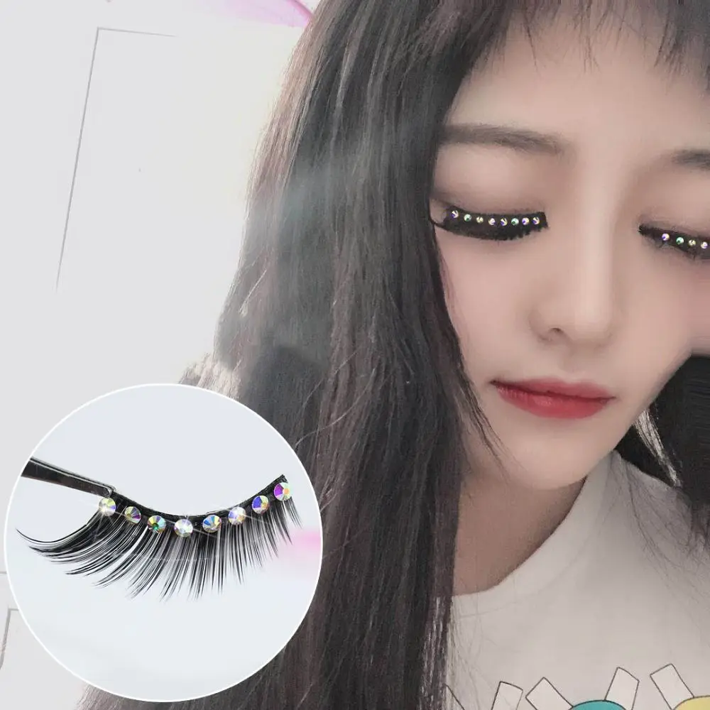 fiber Shiny Spiky Glitter Eye Extension Fuffy Lashes Diamond Manga Lashes Thick Long Eye Lashes Cat Eye False Eyelashes