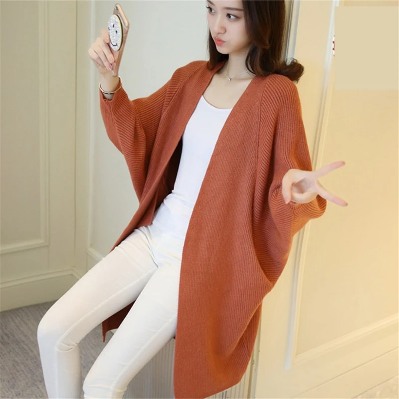 

Femme Jacket Loose Ladies Sweaters Cardigans New Long Cardigan Women Sweater Autumn Winter Bat Sleeve Knitted Sweater