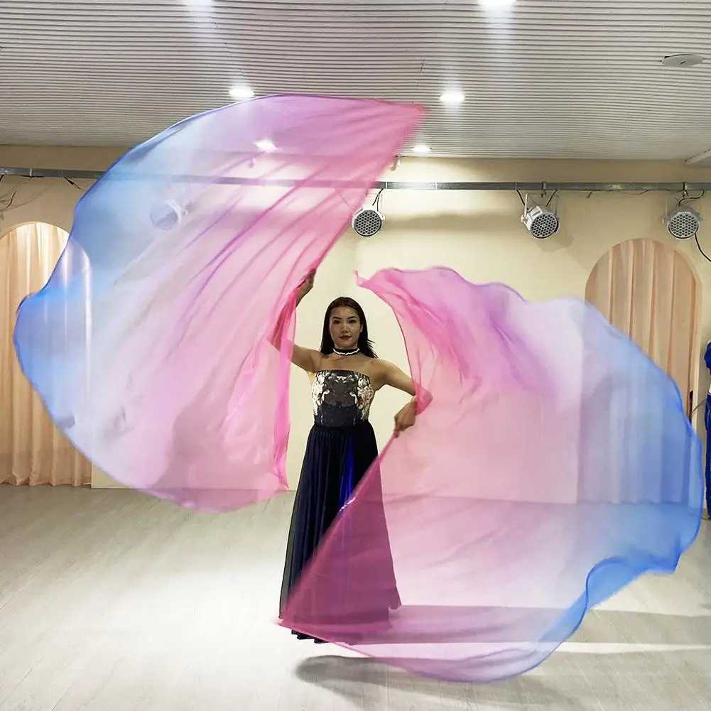 Dansende Fan Gradiënt Halve Cirkel Vlag Met Schaalbare Stick Voor Sport Meeting Dance Rekwisieten