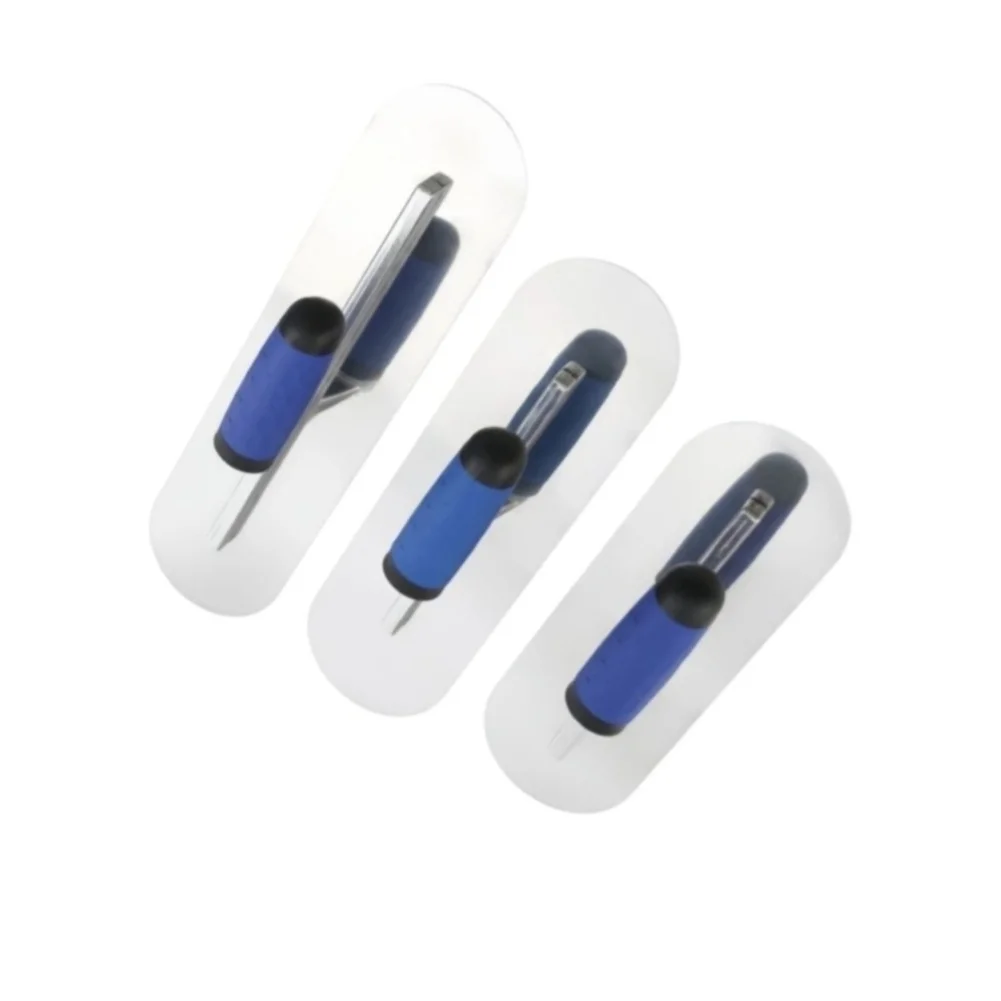 Round Stainless Steel Trowel for Plastering Drywall Smoothing and Finishing Mirror Polished Non Slip Blue 40 20 10cm