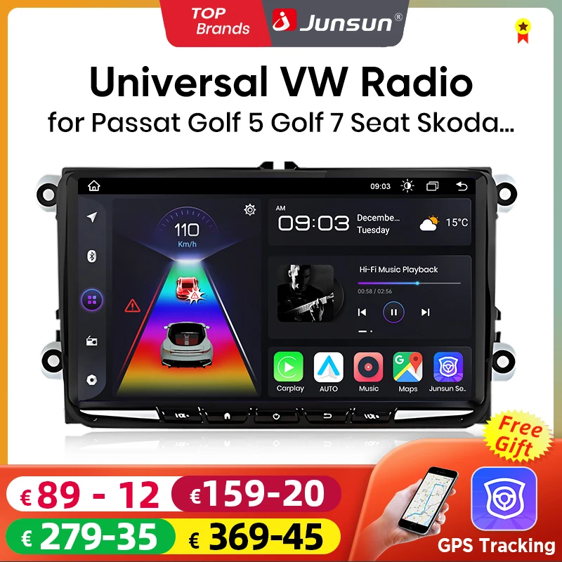 Junsun 7‘’ 9‘’ Wireless CarPlay Car Radio For VW Passat B6 B7 T5 Tiguan Touran GOLF POLO Skoda Seat Android autoradio RDS