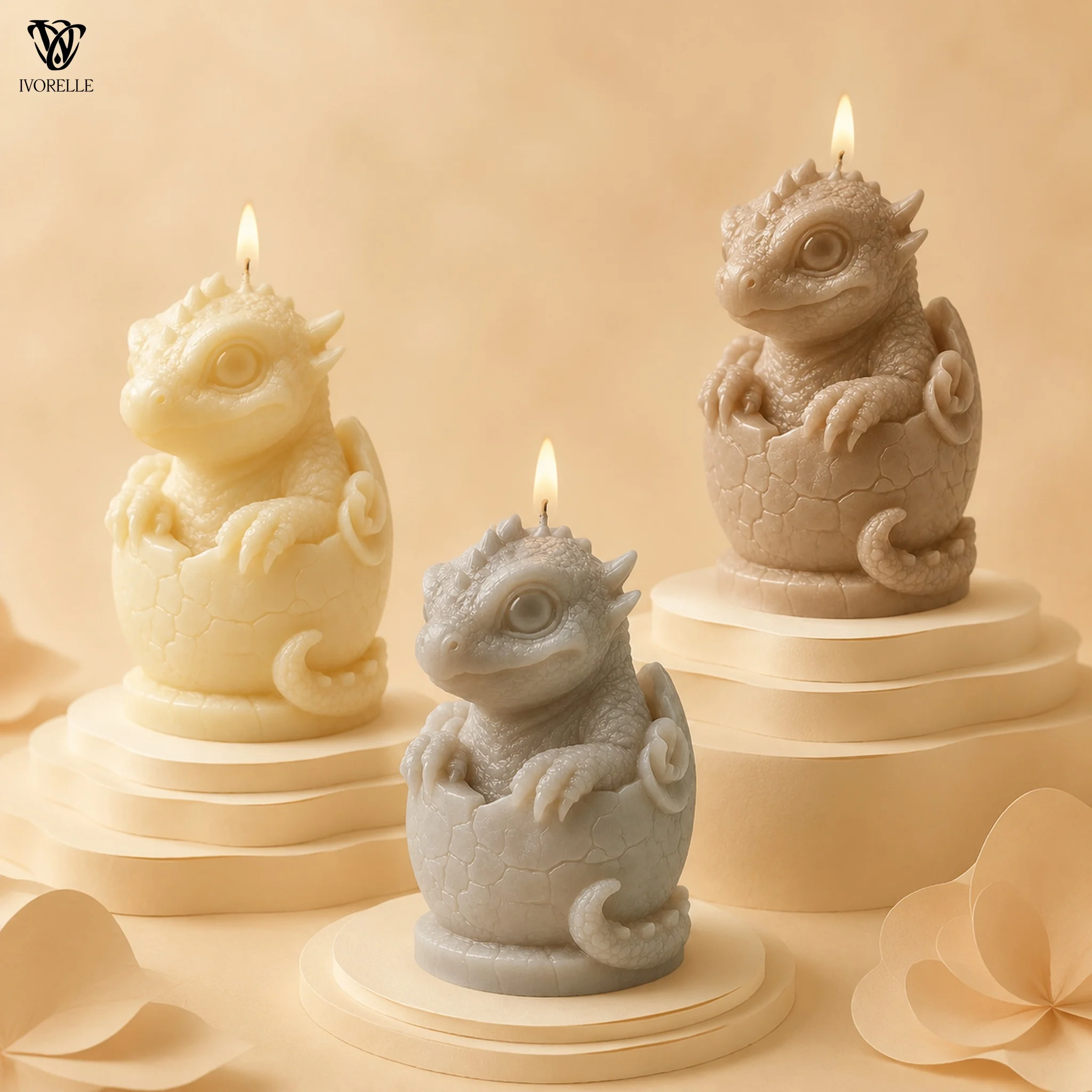 IVORELLE Hatching Baby Dragon Silicone Candle Mold Raised Spines For Wax Resin Plaster Soap DIY Home Decor Craft view 6